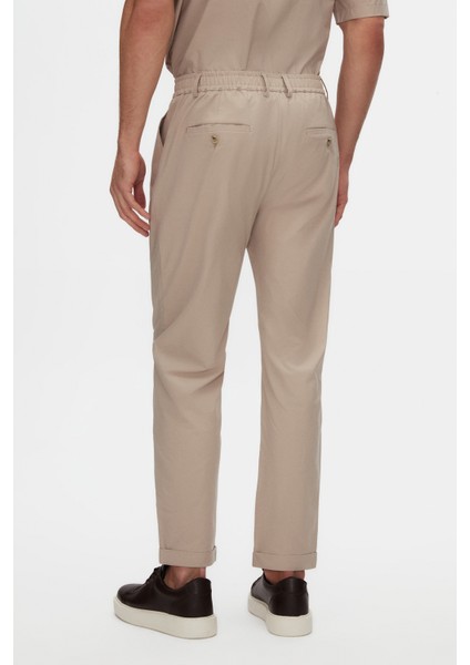 Relaxed Fit Bej Ince ve Hafif Rpt Jogger Pantolon
