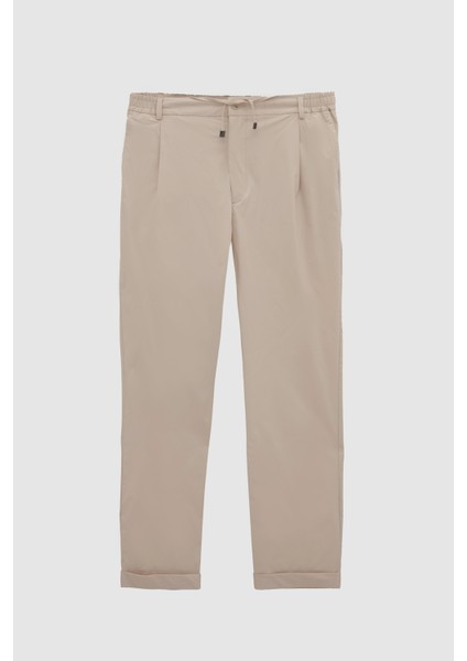 Relaxed Fit Bej Ince ve Hafif Rpt Jogger Pantolon
