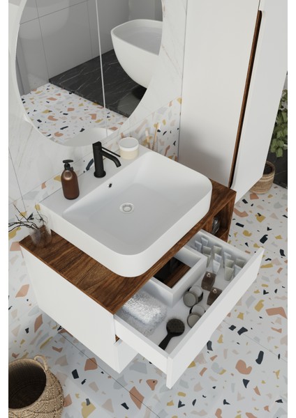 Koza Beyaz 80 cm Banyo Dolabı+Ayna+Lavabo+Boy Dolabı fiyatları