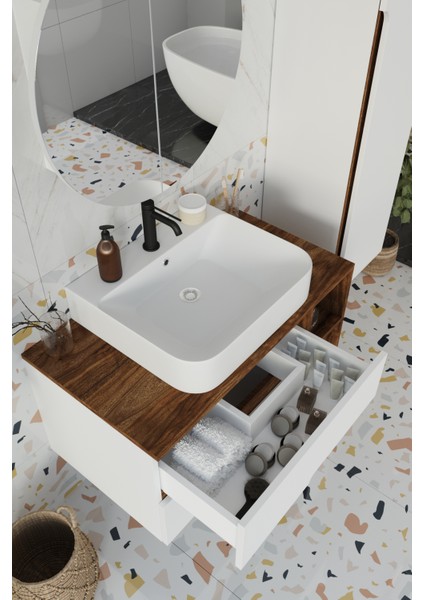 Koza Beyaz 90 cm Banyo Dolabı+Ayna+Lavabo+Boy Dolabı fiyatları