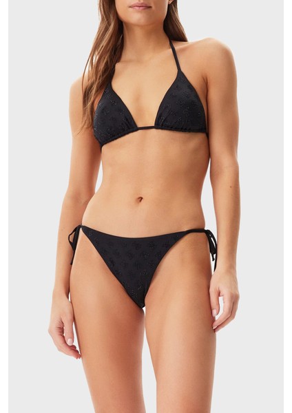 4g Rhinestone Taşlı Logolu Bağlamalı Bikini Altı E5GO11MC040 Bayan Bikini Altı E5GO11 MC040 Jblk