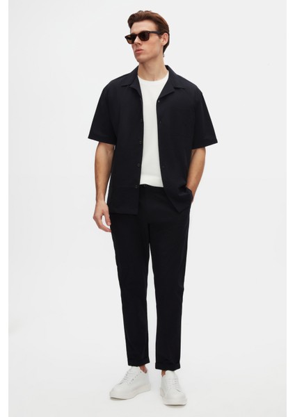 Relaxed Fit Lacivert Ince ve Hafif Rpt Jogger Pantolon