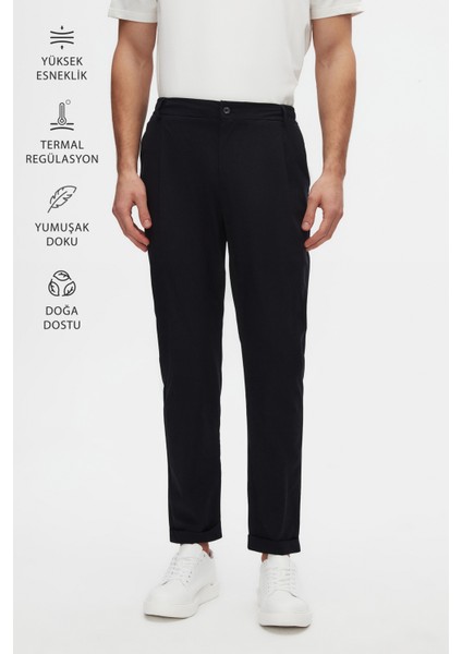 Relaxed Fit Lacivert Ince ve Hafif Rpt Jogger Pantolon
