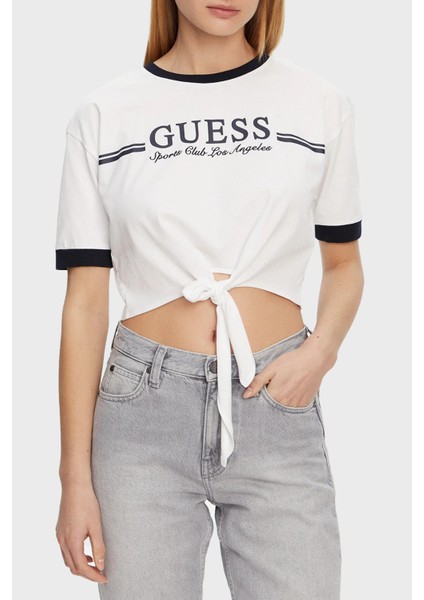 Knot Pamuklu Boxy Fit Bağlamalı Bisiklet Yaka Crop T Shirt V5GI05I3Z14 Bayan T Shirt V5GI05 I3Z14 G011