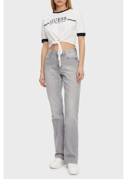 Knot Pamuklu Boxy Fit Bağlamalı Bisiklet Yaka Crop T Shirt V5GI05I3Z14 Bayan T Shirt V5GI05 I3Z14 G011