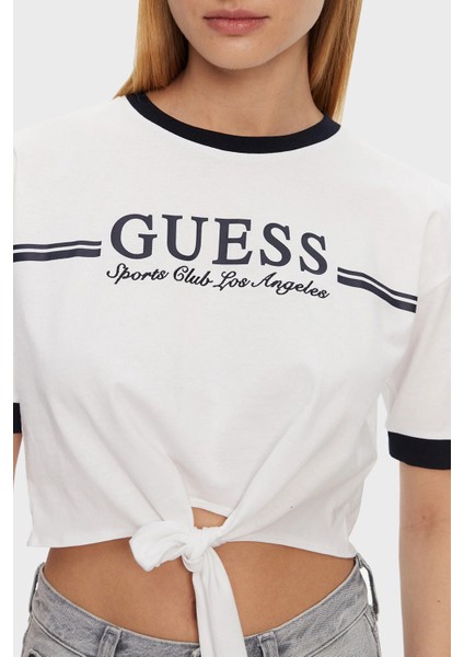 Knot Pamuklu Boxy Fit Bağlamalı Bisiklet Yaka Crop T Shirt V5GI05I3Z14 Bayan T Shirt V5GI05 I3Z14 G011