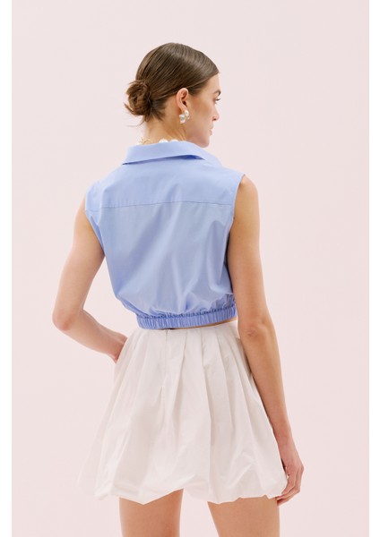Beli Lastikli Kolsuz Poplin Gömlek Mavi Y2513539_036 fiyatları