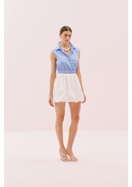 Beli Lastikli Kolsuz Poplin Gömlek Mavi Y2513539_036 modelleri