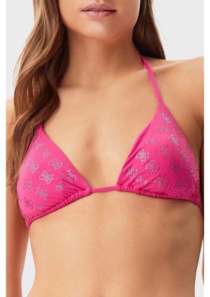 4g Rhinestone Taşlı Logolu Üçgen Bağlamalı Bikini Üstü E5GJ13MC040 Bayan Bikini Üstü E5GJ13 MC040 G4D6