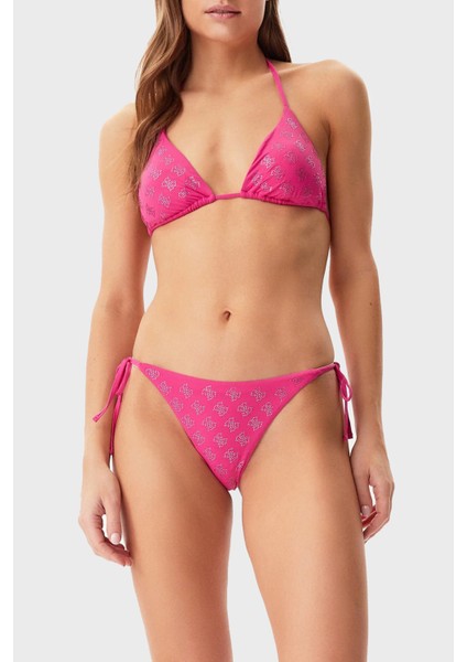 4g Rhinestone Taşlı Logolu Üçgen Bağlamalı Bikini Üstü E5GJ13MC040 Bayan Bikini Üstü E5GJ13 MC040 G4D6