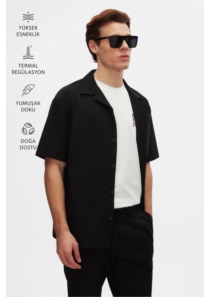 Relaxed Siyah Düz Ince ve Hafif Rpt Gömlek fırsatları