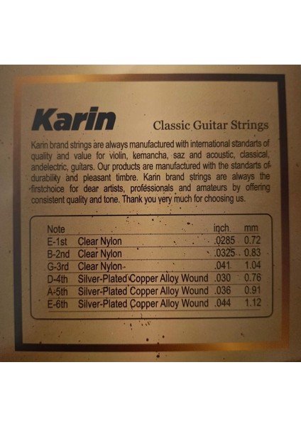 Klasik Gitar Teli K1060