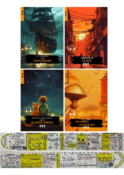 Almanca B1-B2 Seviyeli Romanlar 4'lü Set 2 + Mat. Öğreten Cetvel