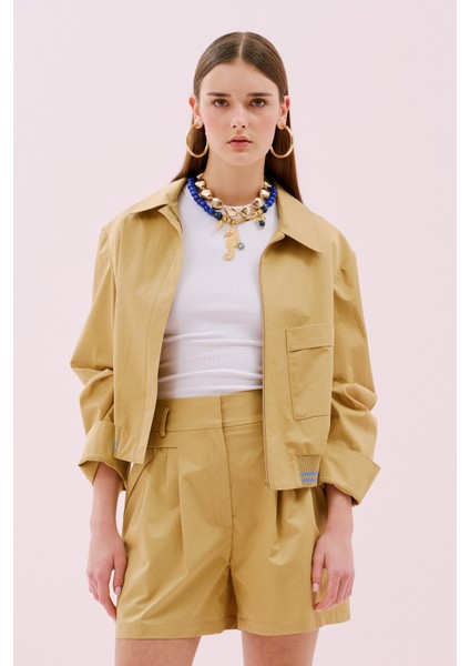 Önden Fermuarlı Tek Cepli Mont Bej Y2517502_024 fırsatları