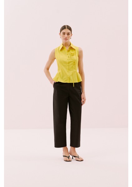 Çiçek Motifli Kolsuz Peplum Gömlek Sarı Y2513532_009 fırsatları