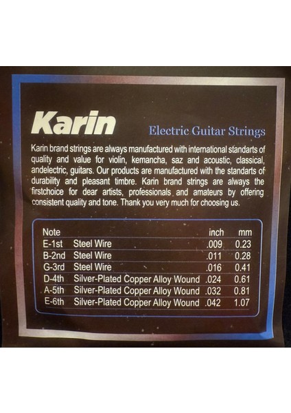 Elektro Gitar Teli Takım K506