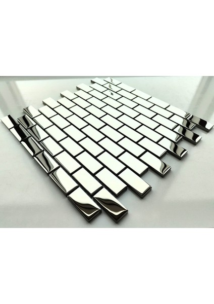 Mutfak Tezgah Arası, Iç ve Dekorasyonda Tüm Yüzeyler Için, 23X48 mm Gümüş Krom 30X30 cm. Fileli Kristal Cam Mozaik. ( 1 M2 Fiyatıdır ) fiyatları
