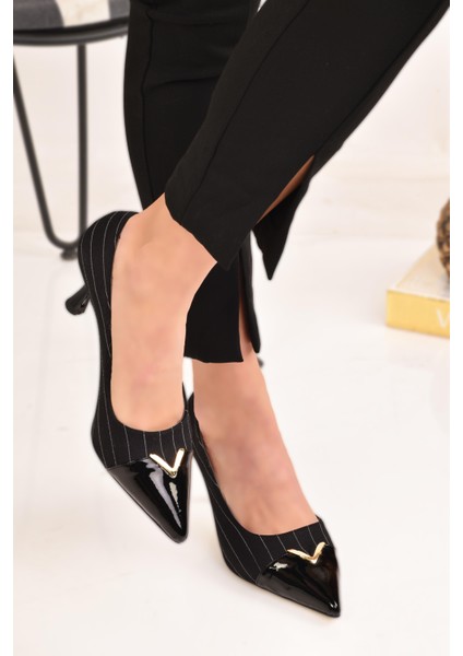 V Toka Çizgili Kadın Topuklu Ayakkabı fiyatları