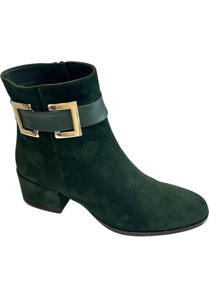 Yeşil Süet Deri Içi Sıcak Astar Bot