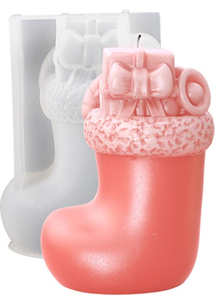 Silikon Kalıp Dekoratif Yılbaşı Kar Ayakkabı Çorap Noel Dekorasyon Mum Kalıbı 10.4x7.1 cm