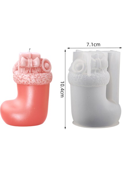Silikon Kalıp Dekoratif Yılbaşı Kar Ayakkabı Çorap Noel Dekorasyon Mum Kalıbı 10.4x7.1 cm