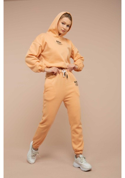 Kadın Polarlı Baskılı Eşofman Takımı