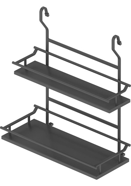 S4127A Büyük Küçük İki Raflı Baharatlık Antrasit