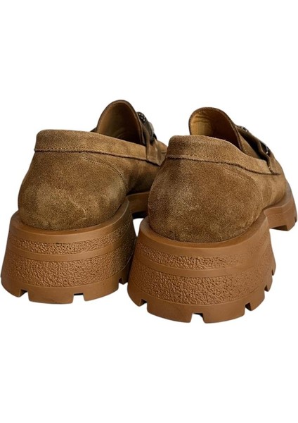 Camel Deri Kalın Taban Loafer