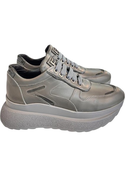 Gri Deri Comfort Taban Sneaker