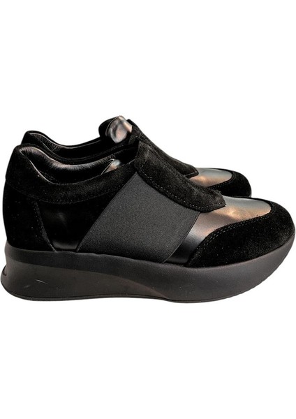 Siyah Deri Comfort Taban Sneaker