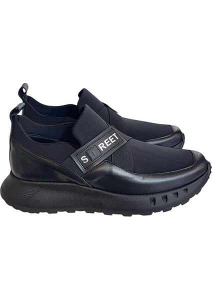 Siyah Deri Comfort Taban Sneaker