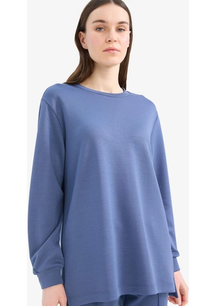 Regular Fit Bisiklet Yaka Basic Düz Sweatshirt Tunik D4598AX25SP