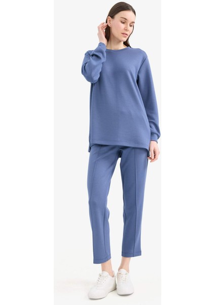 Regular Fit Bisiklet Yaka Basic Düz Sweatshirt Tunik D4598AX25SP fiyatları