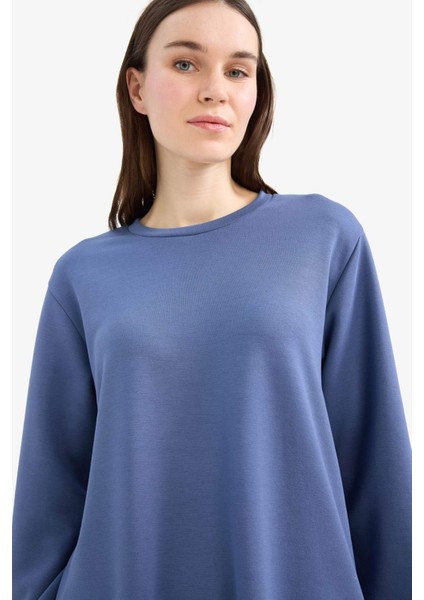 Regular Fit Bisiklet Yaka Basic Düz Sweatshirt Tunik D4598AX25SP fırsatları