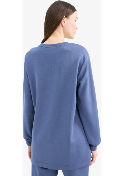 Regular Fit Bisiklet Yaka Basic Düz Sweatshirt Tunik D4598AX25SP indirimleri