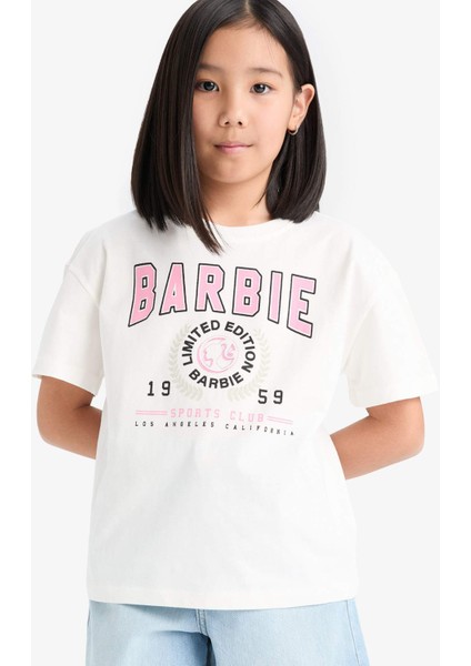 Kız Çocuk Barbie Relax Fit Bisiklet Yaka Kısa Kollu Tişört E2630A825SM modelleri