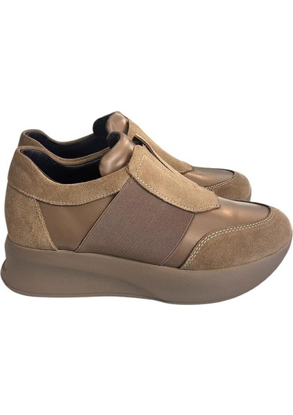 Bej Deri Comfort Taban Sneaker