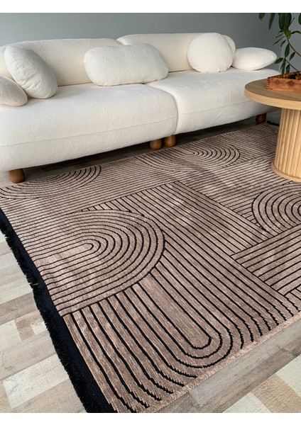 Salyangoz Desenli Kaymaz Dokuma Tabanlı Yıkanabilir Kilim