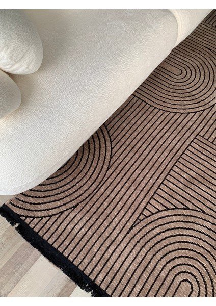 Salyangoz Desenli Kaymaz Dokuma Tabanlı Yıkanabilir Kilim