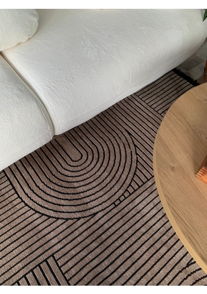 Salyangoz Desenli Kaymaz Dokuma Tabanlı Yıkanabilir Kilim