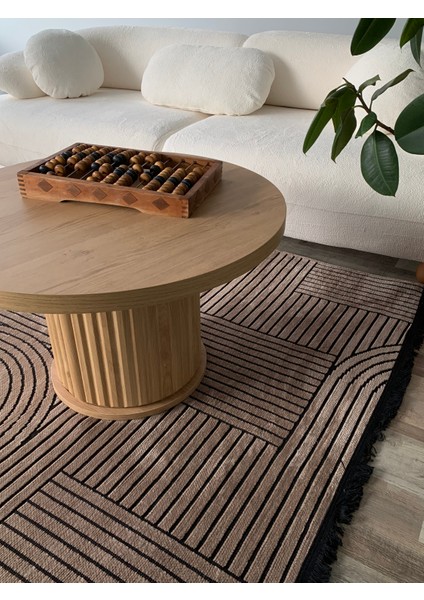 Salyangoz Desenli Kaymaz Dokuma Tabanlı Yıkanabilir Kilim