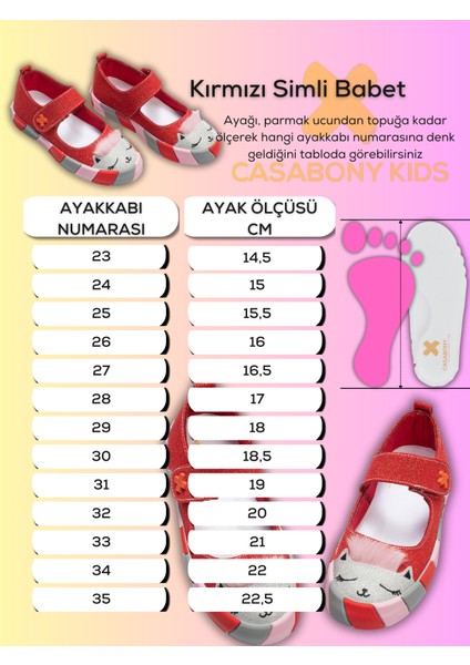 Kırmızı Simli Kedi Kız Sneaker Babet