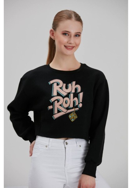 Kadın Siyah Baskılı Sweatshirt