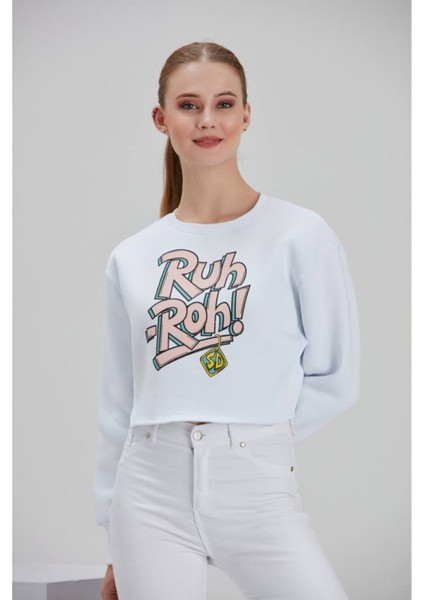 Kadın Beyaz Baskılı Sweatshirt