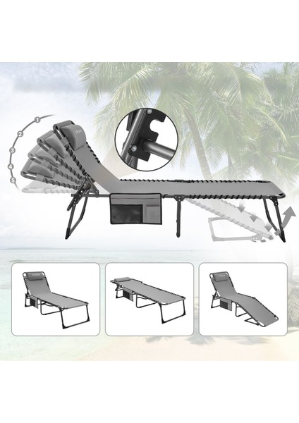 Berlin Classic Comfort Lounge 5 Kademeli Katlanır Şezlong ve Kampet Grey fiyatları