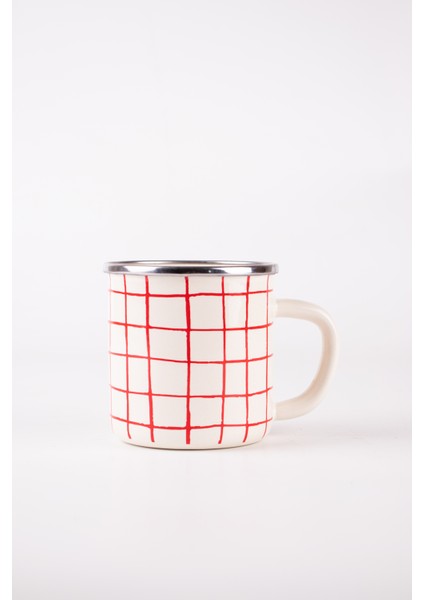 Cupid Grid Desen Emaye Kupa