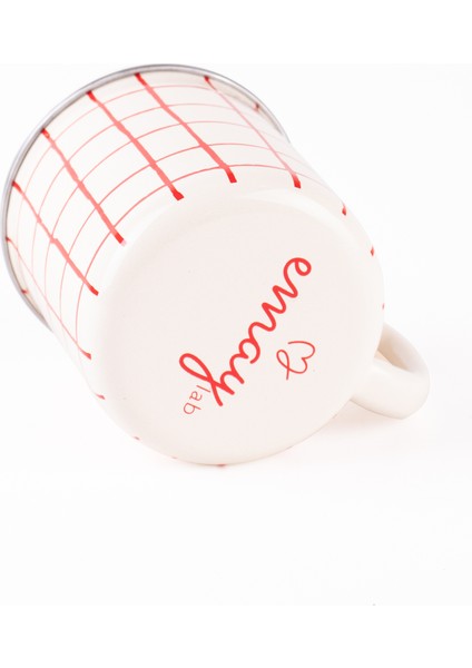 Cupid Grid Desen Emaye Kupa