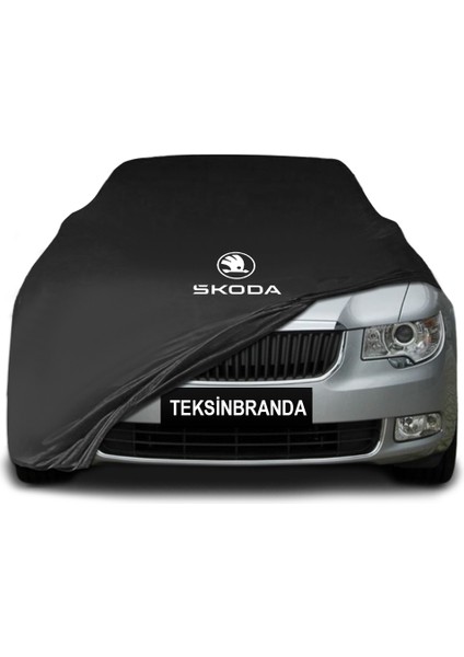 Skoda Superb 2 Sedan (2008 - 2015) Siyah Kumaş Araba Branda Logolu Kumaş Araba Brandası Penye Oto Branda