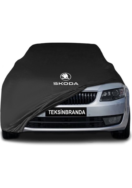 Skoda Octavia 3 S.wagon (2013 - 2019) Siyah Kumaş Araba Branda Logolu Kumaş Araba Brandası Penye Oto Branda