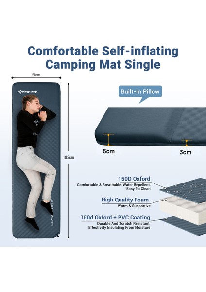 King Camp Kingcamp Classıc Light 3cm Yastıklı Şişme Kamp Matı D.grey modelleri